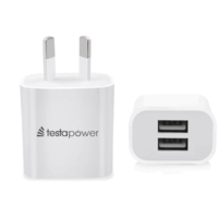 Wall Plug - Dual USB-A, Fast Charge, 2 Amp, 240 Volt