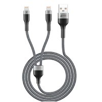 USB-A to Dual Lightning - 1m, Fast Charge, 2.4 Amp, Sync & Charge Cable