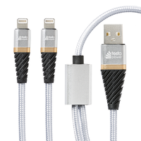 USB-A to Dual Lightning - 1m, Fast Charge, 2.4 Amp, Sync & Charge Cable